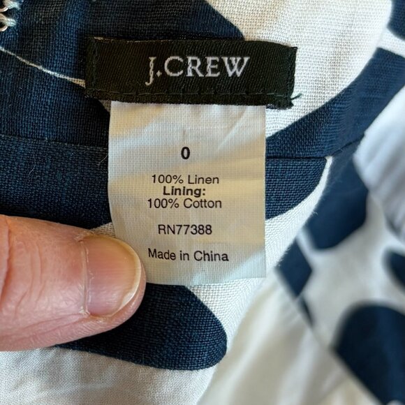 J Crew linen sundress Size 0 blue cream floral A-line empire - Picture 8 of 8